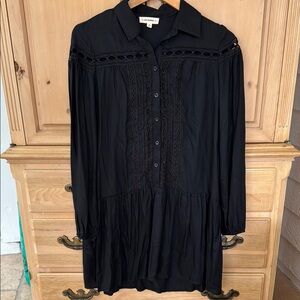 ee:some Black Lace Button-Up Blouse